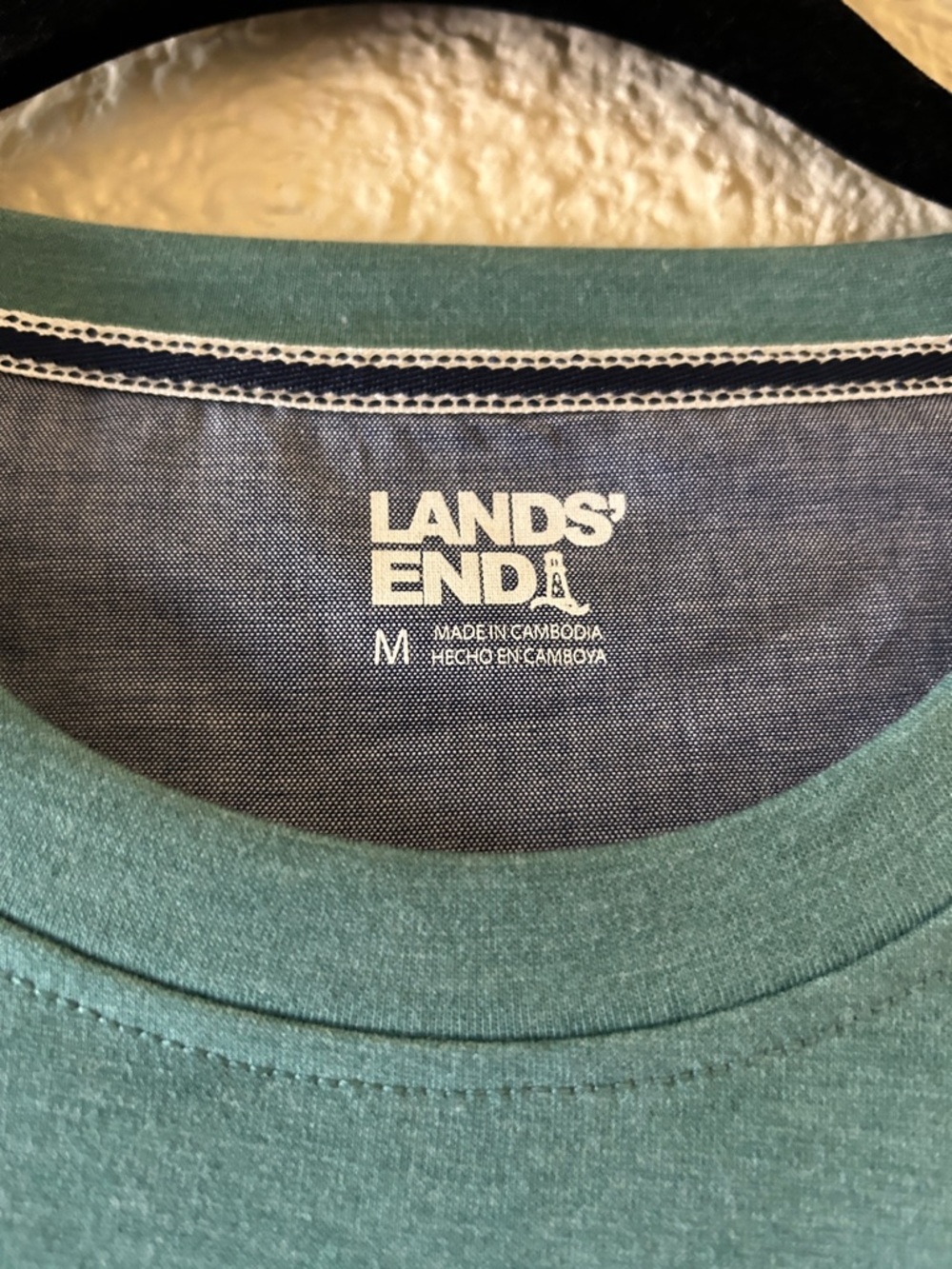 Lands' End Men's Teal Short-Sleeve Crew Tee - Picture 2 of 6